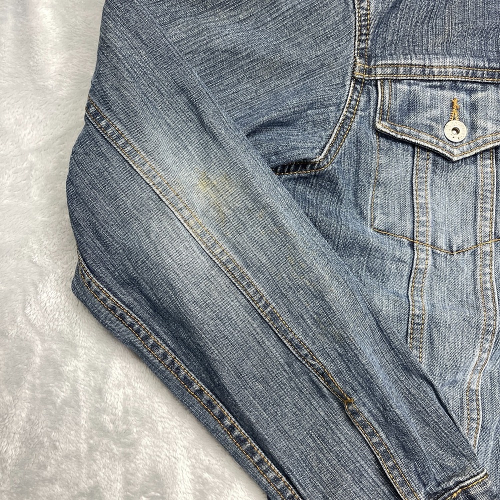 Cicerone Trucker Jacket Mens Small Blue Denim Long Sleeve Collared Button Front - Picture 8 of 8